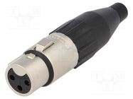 Connector: XLR; plug; female; PIN: 3; straight; for cable; soldering AMPHENOL