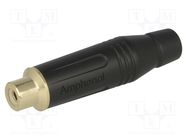 Connector: RCA; plug; female; straight; soldering; black; for cable AMPHENOL