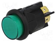 Switch: push-button; Pos: 2; DPST-NO; 16A/250VAC; 16A/28VDC; green BULGIN