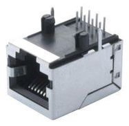 RJ45 CONN, R/A JACK, 8P8C, 1PORT, TH