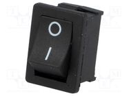 ROCKER; SPST; Pos: 2; ON-OFF; 6A/250VAC; black; none; 35mΩ; -30÷80°C SWITRONIC