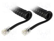 Cable: telephone; coiled,interlaced; RJ9 plug,both sides; black BQ CABLE