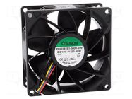 Fan: DC; axial; 12VDC; 92x92x38mm; 234.63m3/h; 63.7dBA; ball; 24AWG SUNON