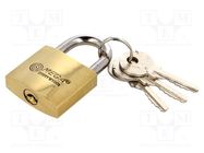 Padlock; shackle; Application: gates,cabinets,sheds; Mat: brass MEGA