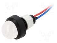 Indicator: LED; prominent; white; 12VDC; 12VAC; Ø13mm; IP40; plastic POLAM-ELTA