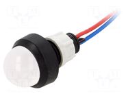 Indicator: LED; prominent; white; 12VDC; 12VAC; Ø13mm; IP40; cables POLAM-ELTA