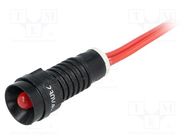 Indicator: LED; recessed; red; 230VAC; Ø11mm; IP40; leads 300mm POLAM-ELTA