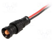 Indicator: LED; recessed; orange; 220VDC; Ø11mm; IP40; leads 300mm POLAM-ELTA