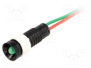 Indicator: LED; recessed; green; 24VDC; 24VAC; Ø11mm; IP40; plastic 