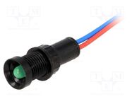 Indicator: LED; recessed; green; 12VDC; 12VAC; Ø11mm; IP40; plastic 