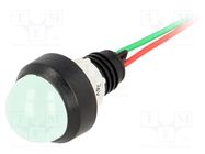 Indicator: LED; prominent; green; 24VDC; 24VAC; Ø13mm; IP40; plastic 