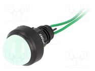 Indicator: LED; prominent; green; 230VAC; Ø13mm; IP40; leads 300mm 