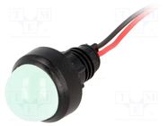 Indicator: LED; prominent; green; 220VDC; Ø13mm; IP40; leads 300mm 