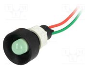 Indicator: LED; recessed; green; 24VDC; 24VAC; Ø13mm; IP40; plastic 