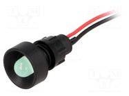 Indicator: LED; recessed; green; 220VDC; Ø13mm; IP40; leads 300mm 