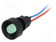 Indicator: LED; recessed; green; 12VDC; 12VAC; Ø13mm; IP40; plastic POLAM-ELTA