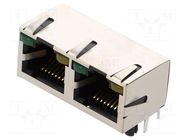 Connector: RJ45; socket; Cat: 5; shielded,double,with LED; THT AMPHENOL COMMUNICATIONS SOLUTIONS