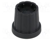 Knob; with flange; plastic; Øshaft: 6mm; Ø16.5x19.2mm; black CLIFF