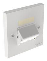 SLOPED SHUTTERED FACEPLATE, 2PORT, WHT