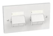 SLOPED SHUTTERED FACEPLATE, 4PORT, WHT