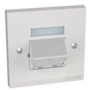 SLOPED SHUTTERED FACEPLATE, 2PORT, WHITE