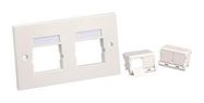 SLOPED SHUTTERED FACEPLATE, 4PORT, WHITE