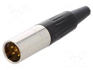 Connector: XLR mini; plug; male; PIN: 5; for cable; soldering; 4A AMPHENOL