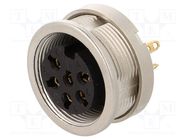 Connector: M16; socket; female; soldering; PIN: 6; 5A; 250V; IP68 