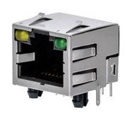 MODULAR CONN, 8P8C, R/A RJ45 JACK, TH