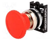 Switch: emergency stop; 22mm; Stabl.pos: 2; red; IP55; mushroom 