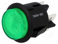 Switch: push-button; Pos: 2; DPST-NO; 20A/12VDC; OFF-ON; green SCI