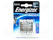 Battery: lithium; AAA; 1.5V; 1200mAh; non-rechargeable; 4pcs. ENERGIZER