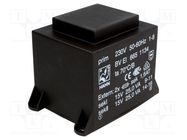 Transformer: encapsulated; 50VA; 230VAC; 15V; 15V; 1667mA; 1667mA HAHN