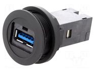 USB socket; 22mm; har-port; -25÷70°C; Ø22.3mm; IP20; black HARTING