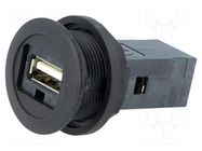 USB socket; 22mm; har-port; -25÷70°C; Ø22.3mm; IP20; black HARTING