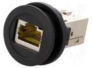 RJ45 socket; 22mm; har-port; -25÷70°C; Ø22.3mm; IP20; black HARTING