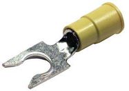 TERMINAL, LOCKING FORK, 1/4IN CRIMP YELLOW