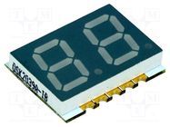 Display: LED; 7-segment; 10mm; 0.39"; No.char: 2; blue; 5÷15mcd; SMD OPTOSUPPLY