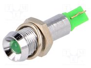 Indicator: LED; recessed; green; 24÷28VDC; Ø6.2mm; IP67; metal 