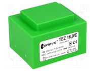 Transformer: encapsulated; 16VA; 230VAC; 24V; 666.6mA; PCB; IP00 BREVE TUFVASSONS