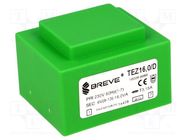 Transformer: encapsulated; 16VA; 230VAC; 6V; 2666.6mA; PCB; IP00 BREVE TUFVASSONS