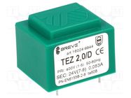 Transformer: encapsulated; 2VA; 400VAC; 24V; PCB; IP00; A: 28mm BREVE TUFVASSONS