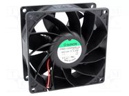 Fan: DC; axial; 12VDC; 92x92x38mm; 155.79m3/h; 50.3dBA; ball; 28AWG SUNON