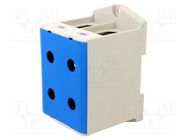 Splice terminal: rail; 35÷240mm2; ways: 1; terminals: 4; blue; TS35 OUNEVA