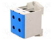 Splice terminal: rail; 25÷150mm2; ways: 1; terminals: 4; blue; TS35 OUNEVA