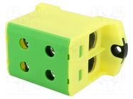 Splice terminal: rail; 6÷95mm2; ways: 1; terminals: 4; yellow-green 