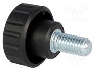 Knob; Ø: 25mm; Ext.thread: M8; 16mm; H: 19mm; polyamide; knurled ELESA+GANTER