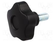 Knob; Ø: 50mm; Ext.thread: M10; 20mm; H: 32mm; technopolymer PP ELESA+GANTER