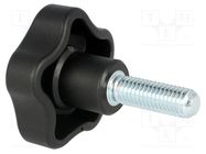 Knob; Ø: 50mm; Ext.thread: M10; 30mm; H: 32mm; technopolymer PP ELESA+GANTER