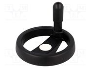 Knob; with handle; H: 44mm; Ømount.hole: 12mm; black; 0÷80°C 